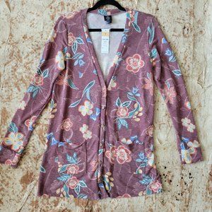 Agnes & Dora Essential Cardigan Maroon Floral Pockets Size Small (4-6) NWT